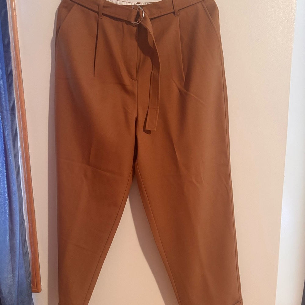 J. Crew Brown Relaxed-Fit Trousers with Elastic Waistband
